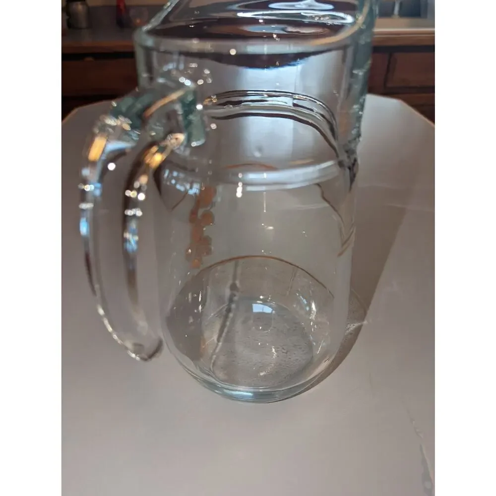 MCM Frosted Glass Gold Leaf Pitcher Pasabahce Turkey Art‎ of Glass Circle